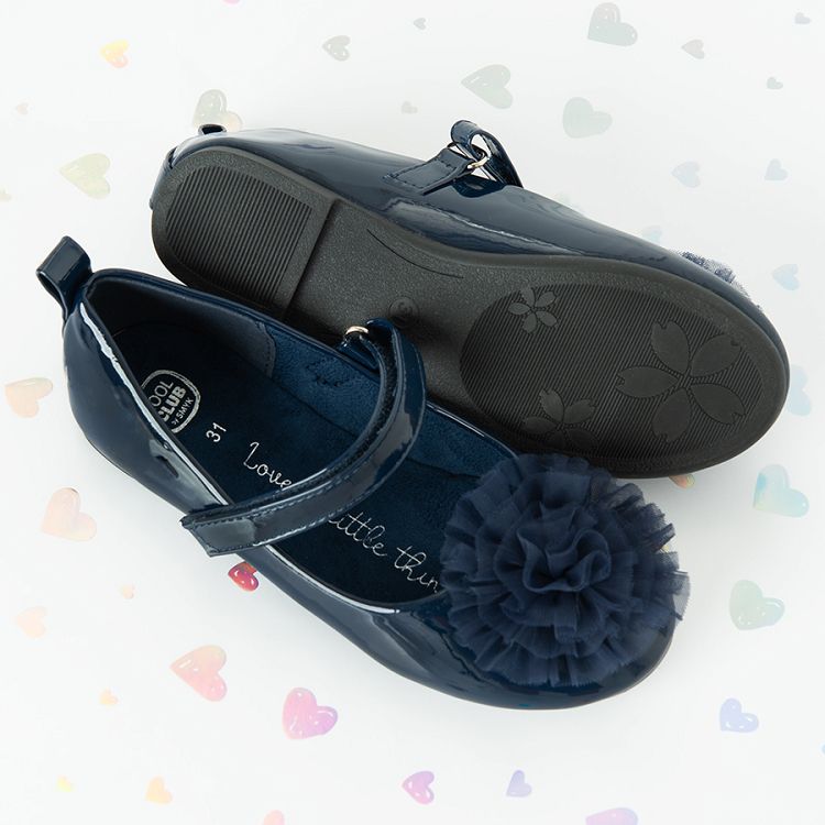 Blue ballerinas with pom pom