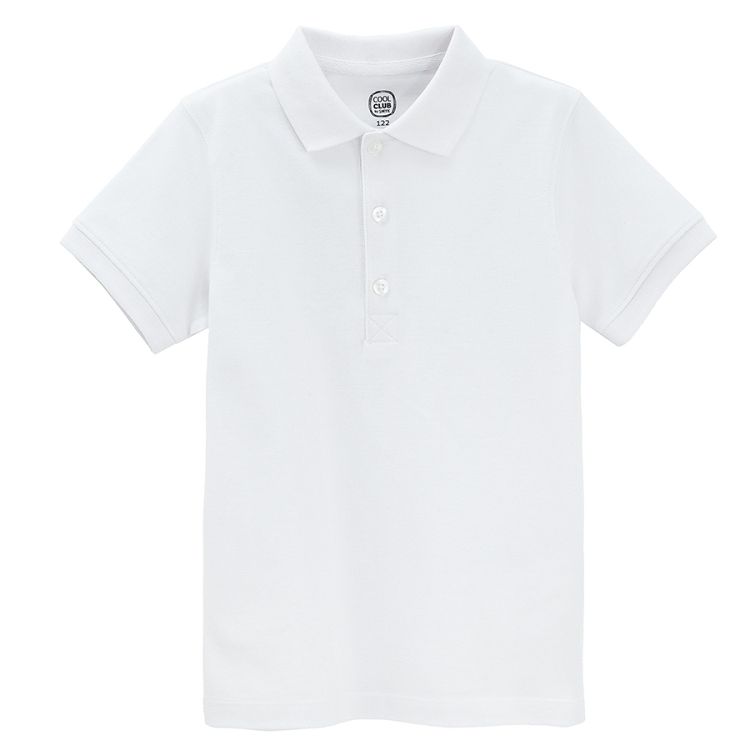 White polo short sleeve T-shirt