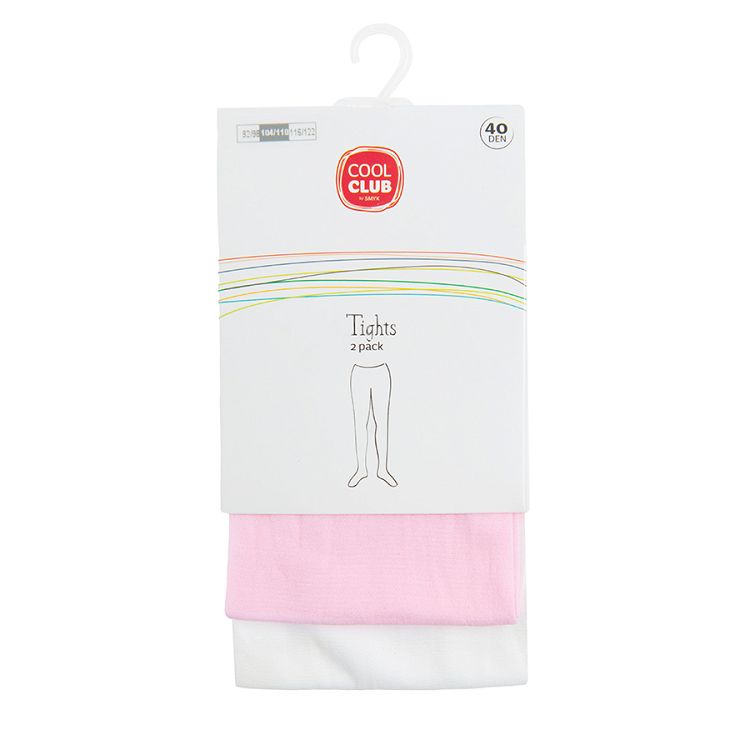 White and pink tights- 2 pack