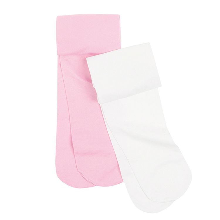 White and pink tights- 2 pack