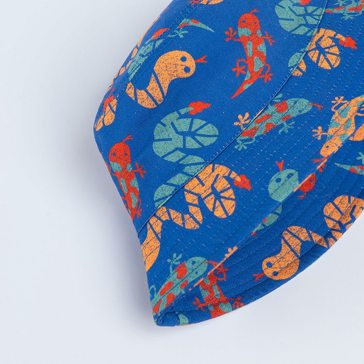 Blue fisherman hat with lizards print