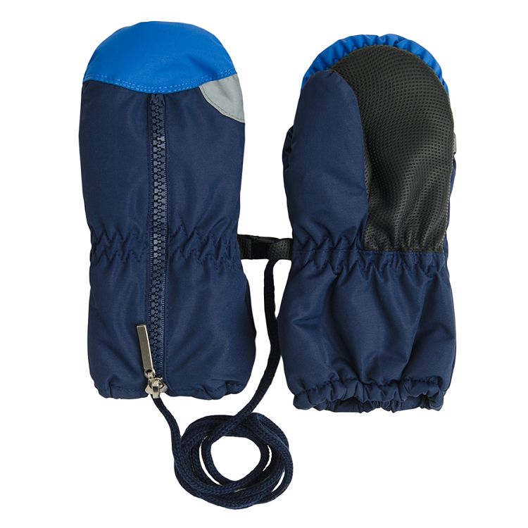 Blue ski gloves