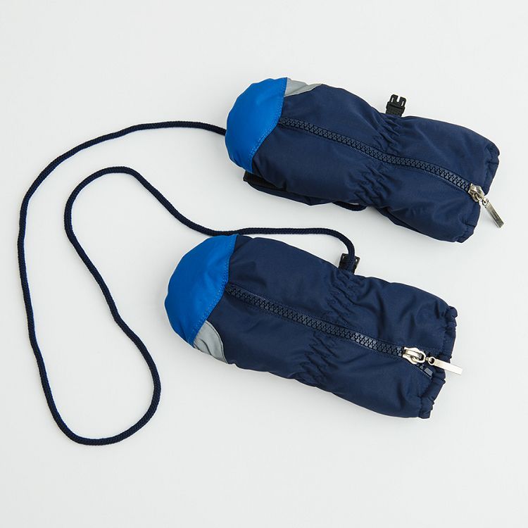 Blue ski gloves