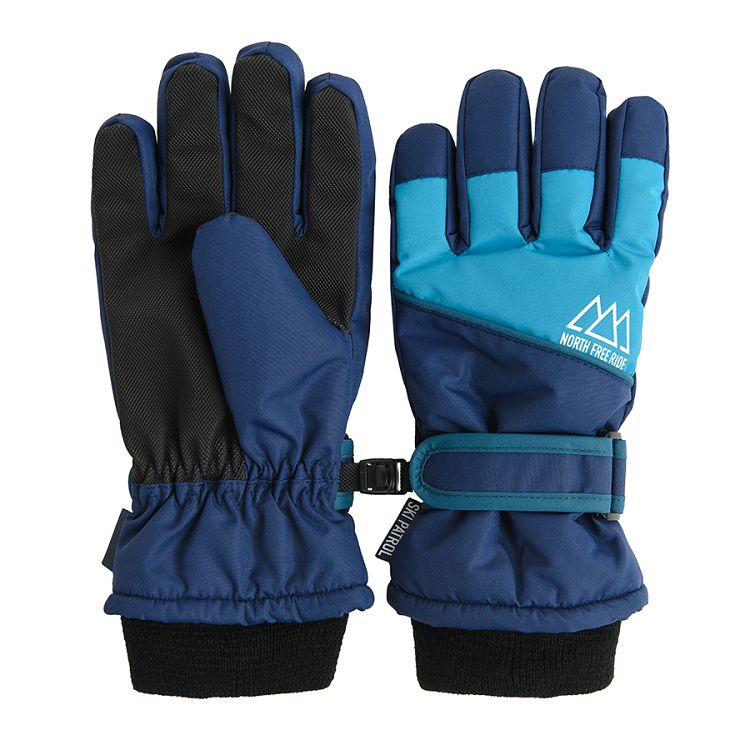 Blue ski gloves