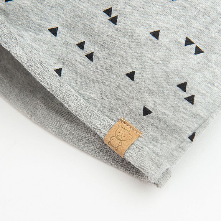 Grey with Black triangles print cap and neckerchief