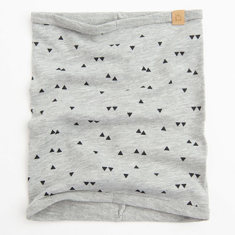 Grey with Black triangles print cap and neckerchief