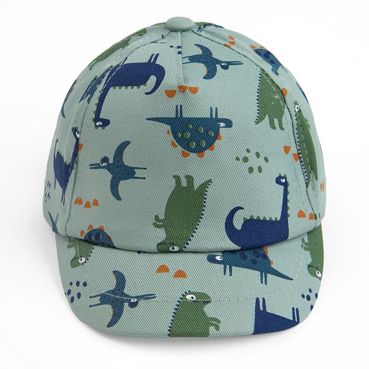 Denim and green with dinosaurs print jockey hat- 2 pieces