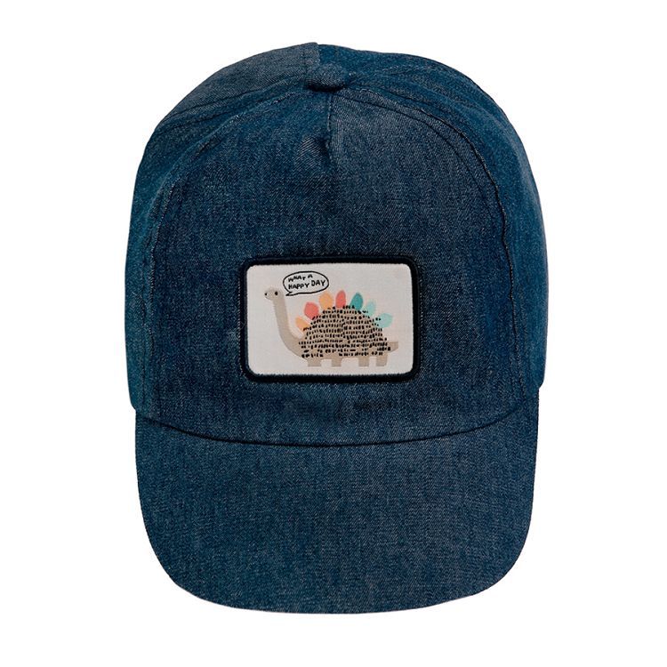 Blue jockey hat with dinosaur print