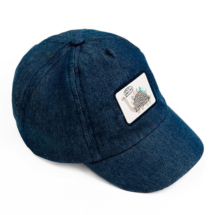 Blue jockey hat with dinosaur print