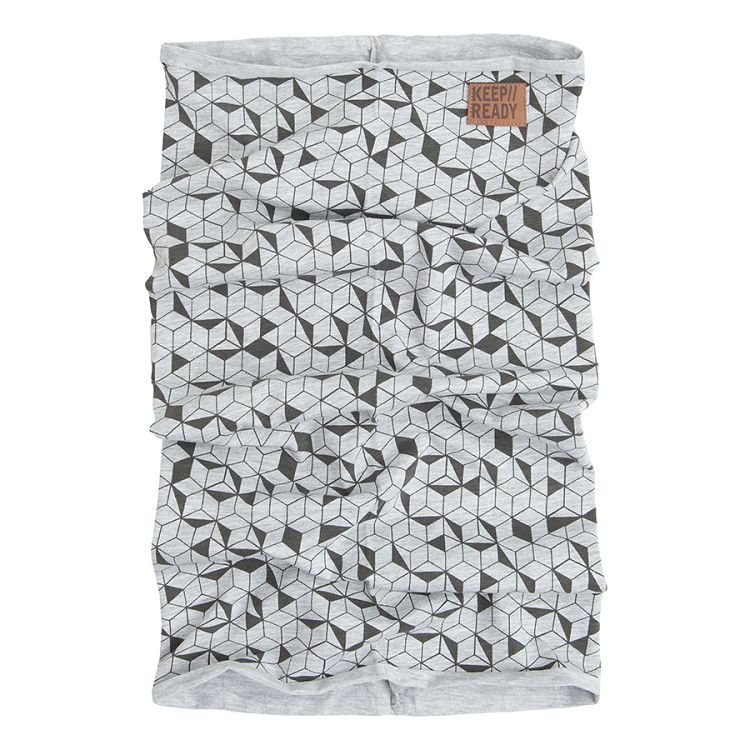 Grey with geometrical patterns print neckerchief