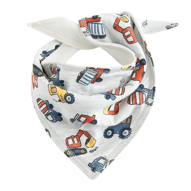 Grey neckerchief scarf with trucks print