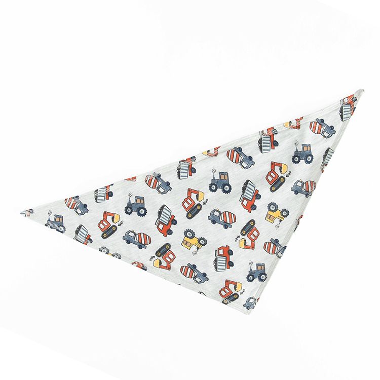 Grey neckerchief scarf with trucks print