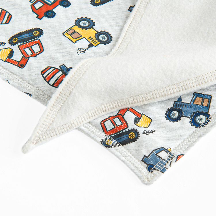 Grey neckerchief scarf with trucks print