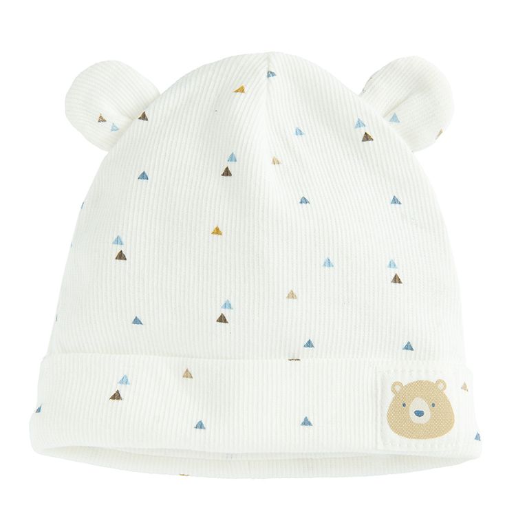 White and light blue all  year ear flap hat- 2 pack