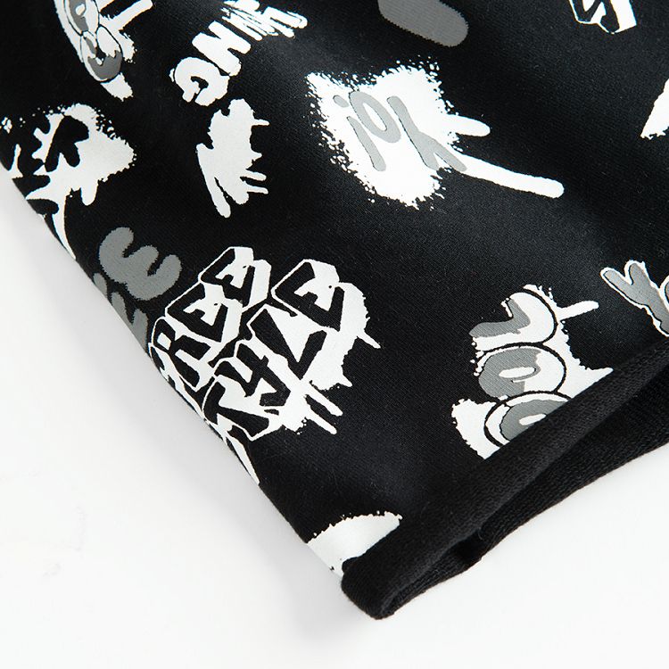 Black with white prints beanie hat