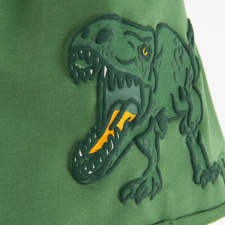 Khaki benie with dinosaur print