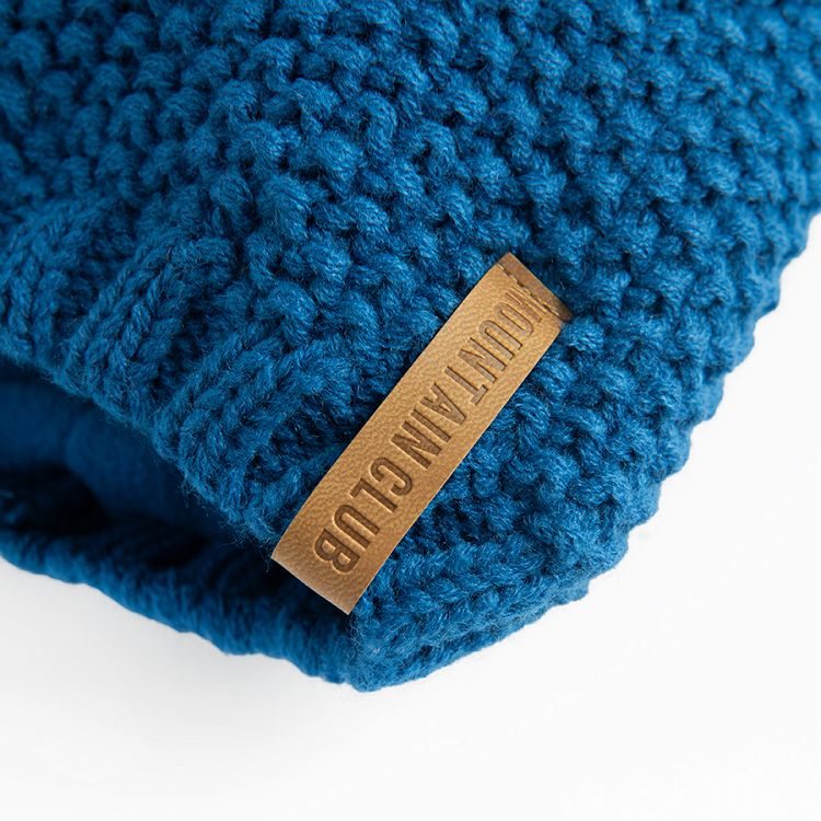 Fluo blue winter beanie with pom pm