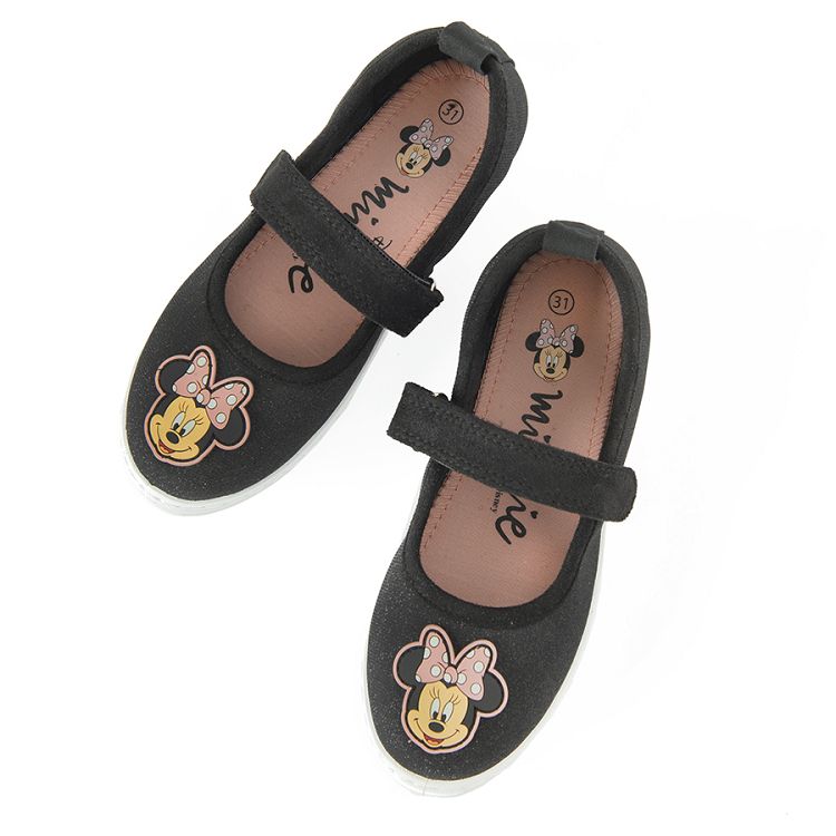 Minnie Mouse black canvas ballerina shoes