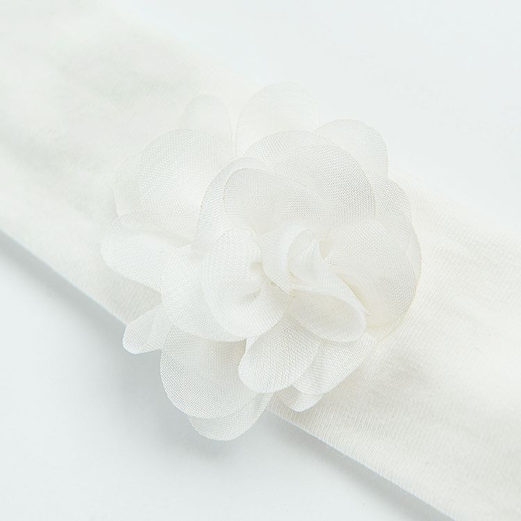 White headband with flower applique