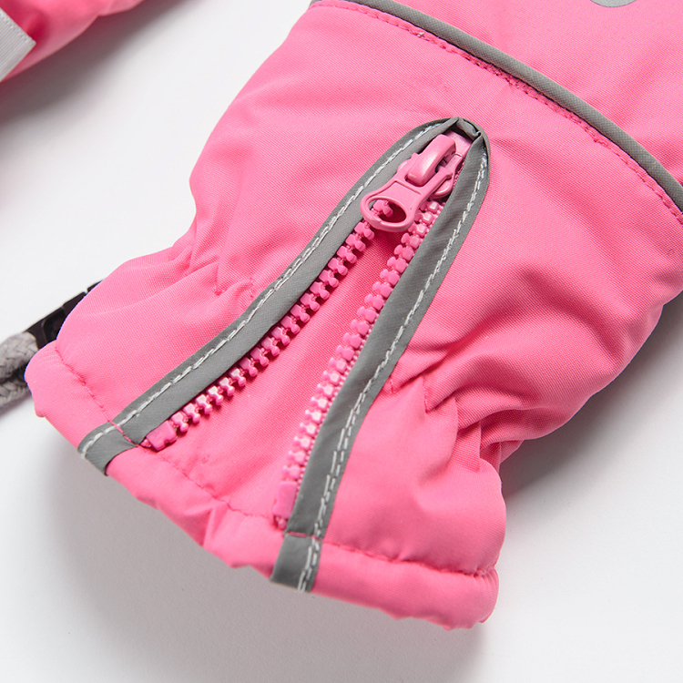 Pink ski gloves