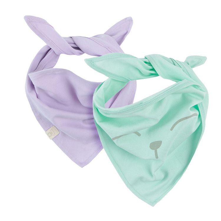 Greej and purple neckerchief scarves - 2 pack