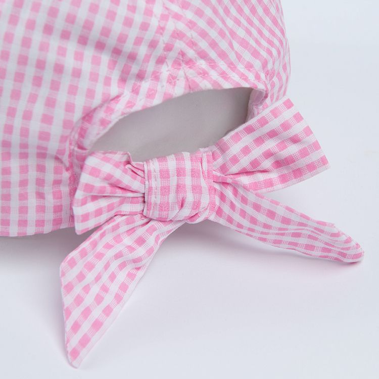 Pink checked jockey cap