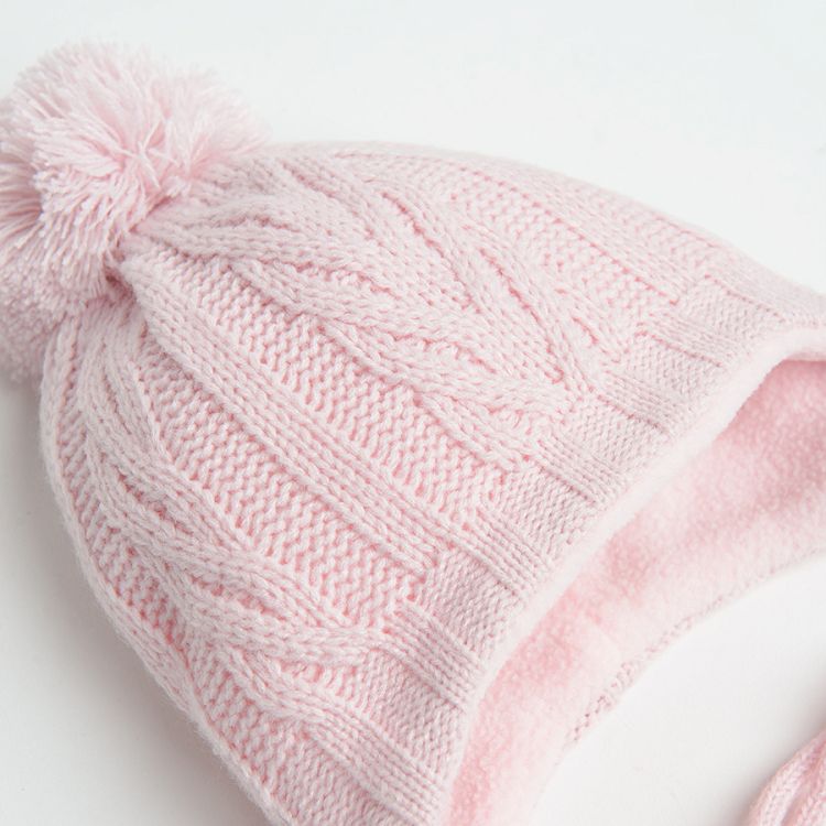 Pink cap with pom pom