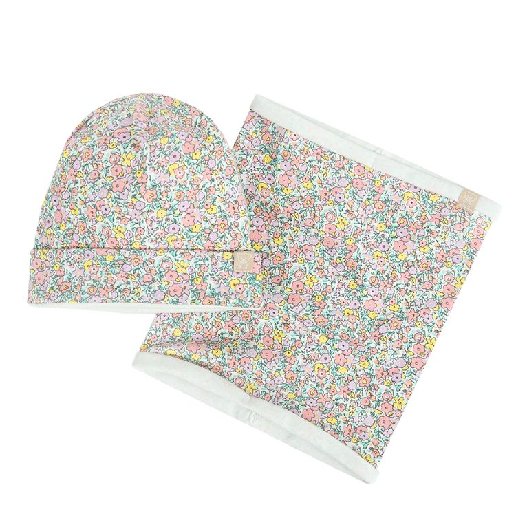 Floral cap and neckerchief set- 2 pack