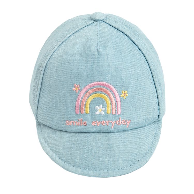 Denim jockey hat with rainbow SMILE EVERYDAY print