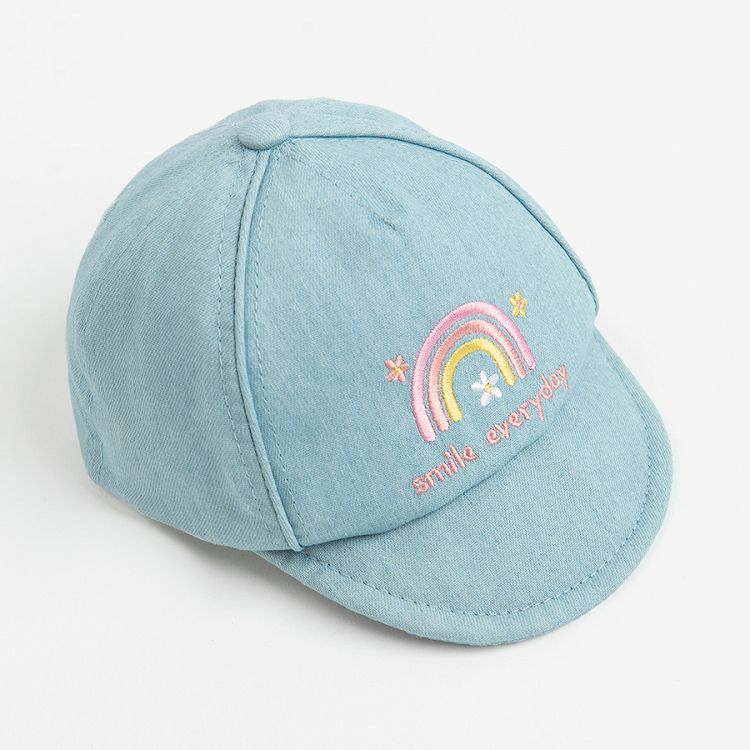 Denim jockey hat with rainbow SMILE EVERYDAY print