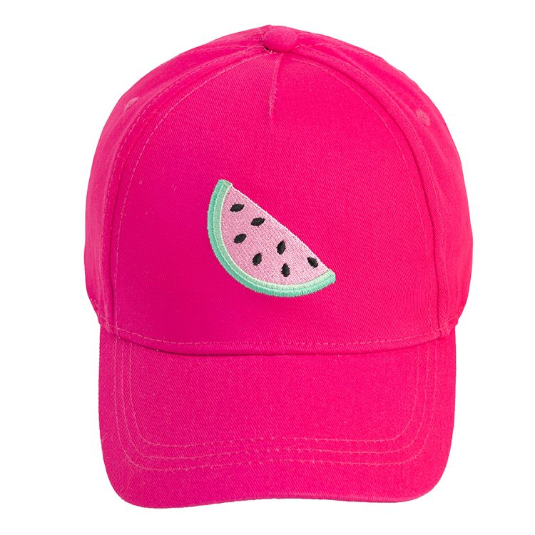 Fuchsia jockey hat with watermelon print