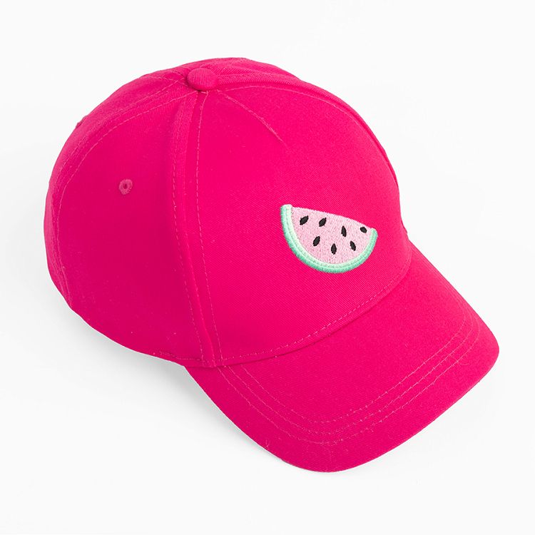 Fuchsia jockey hat with watermelon print