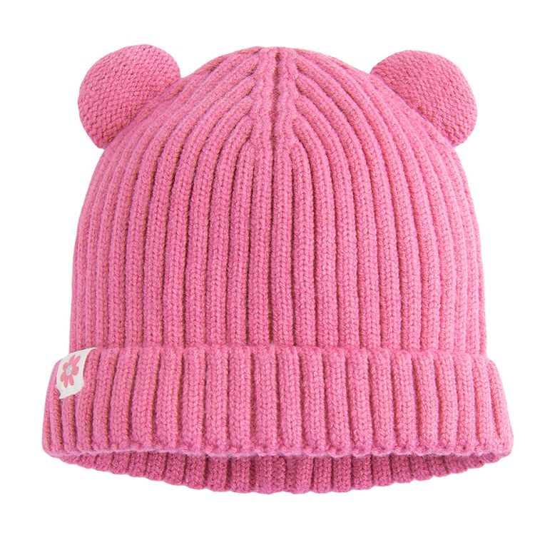 Fucshia beanie with ears