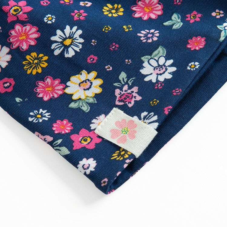 Blue and floral double sided benie