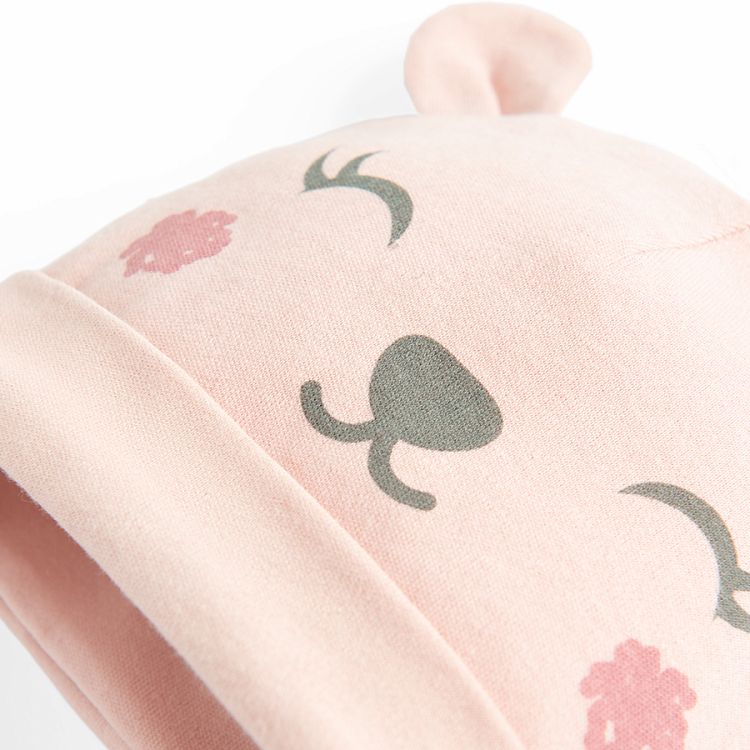 Pink all year ear flap hat with bear print