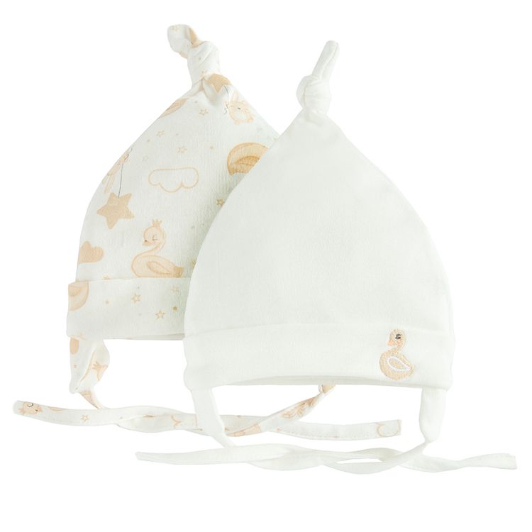 White all year ear flap hat- 2 pack