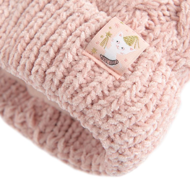 Pink winter beanie with pom pom