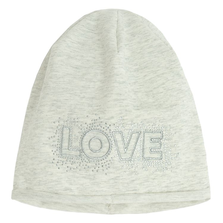 Grey beanie with LOVE print