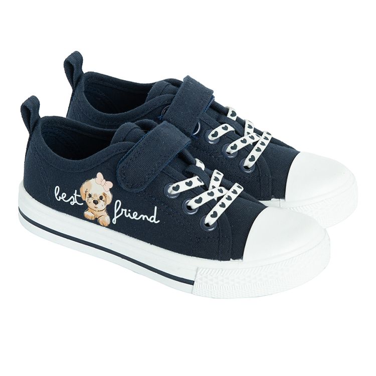 Dark blue sneakers with dog Best Friend print