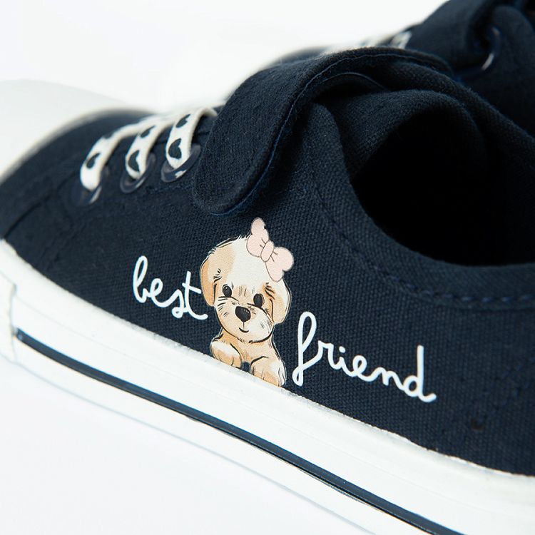 Dark blue sneakers with dog Best Friend print