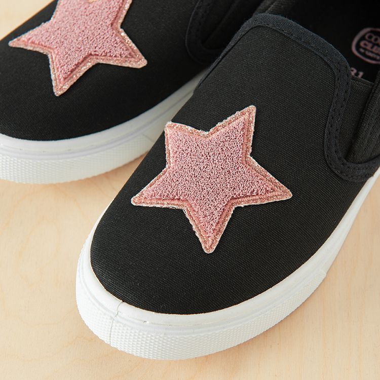 Black with stars canvas slip on shoes