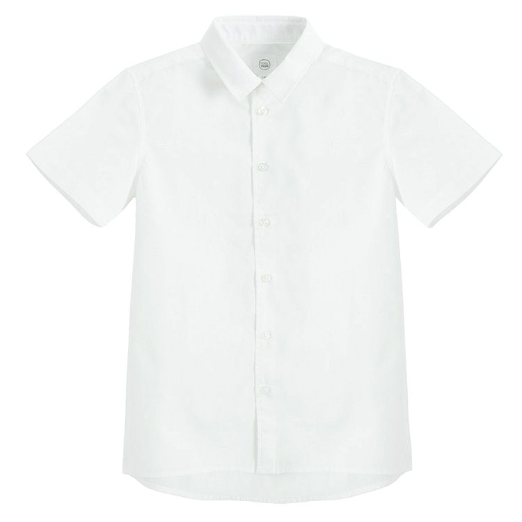 White short sleeve button down shirt