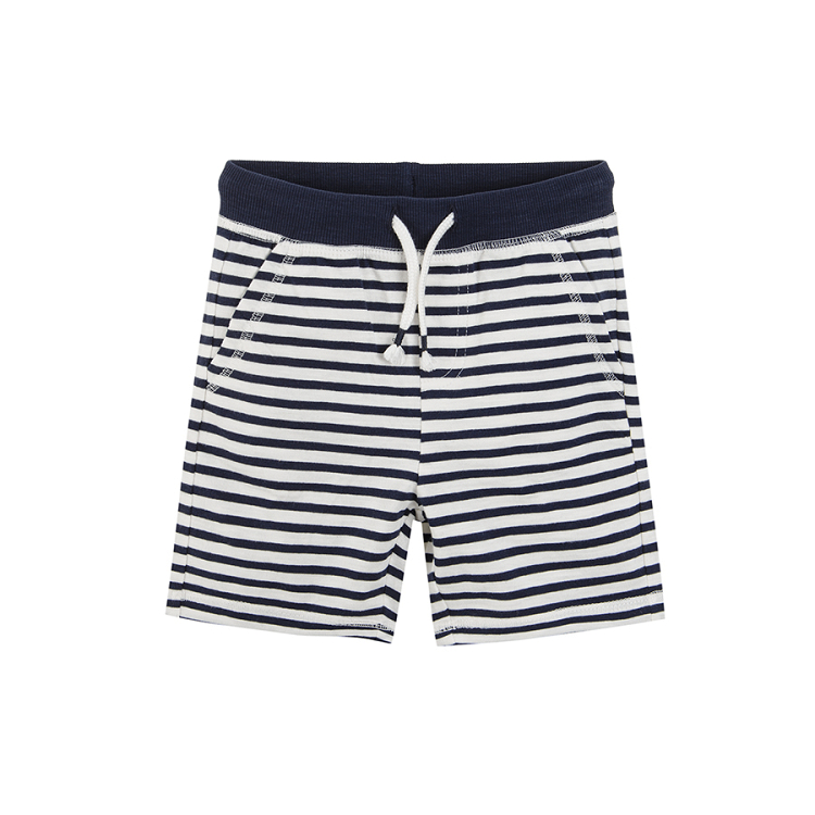 striped dark blue with cord shorts little sailor  2-pack