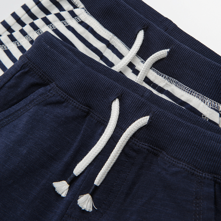 striped dark blue with cord shorts little sailor  2-pack