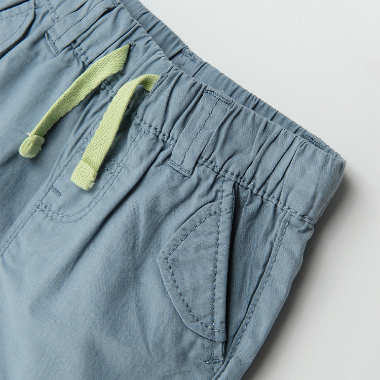 Blue shorts with cord and elastic band