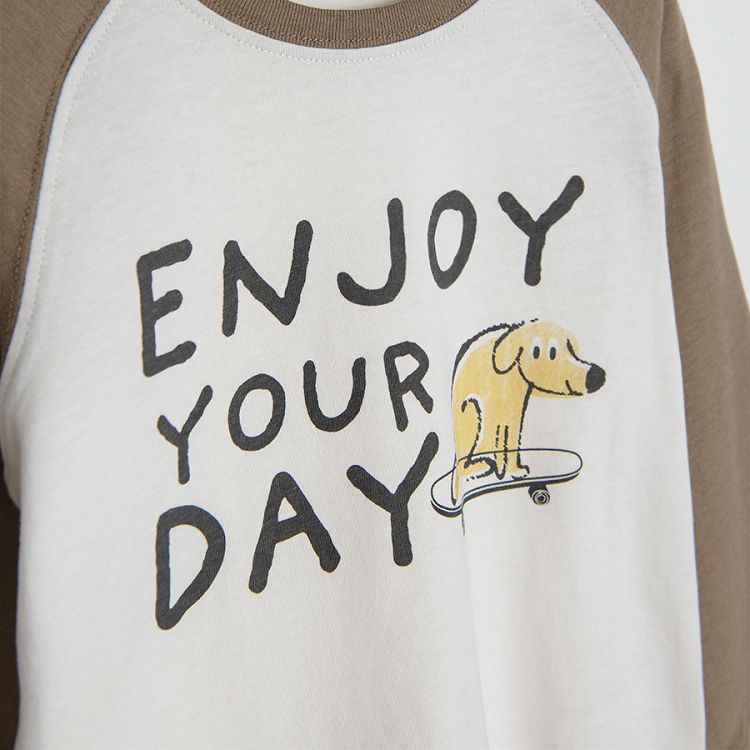 סווטשירט עם הדפס כלבים 'enjoy your day'