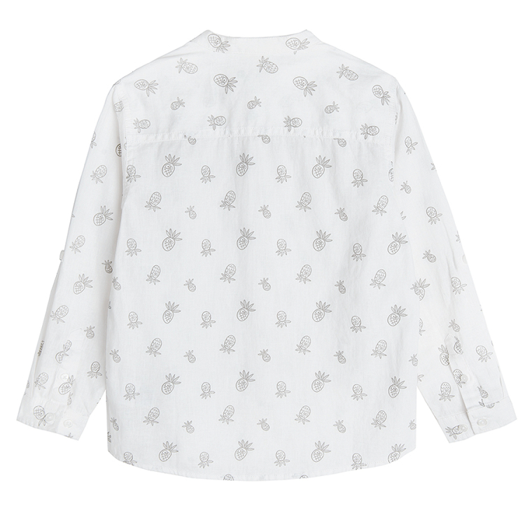 Long sleeve shirt with mao neck and pineapples print