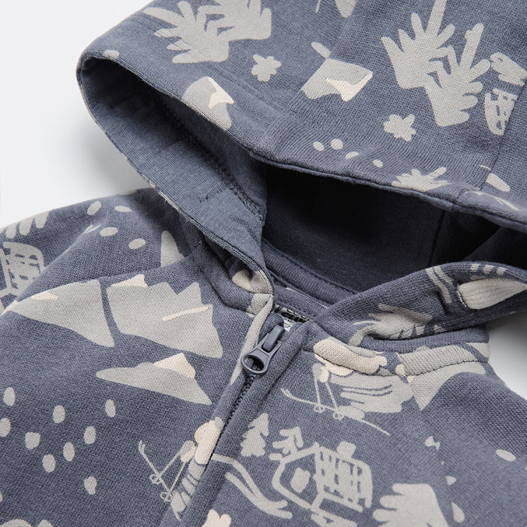 Blue melange zip through hoodie