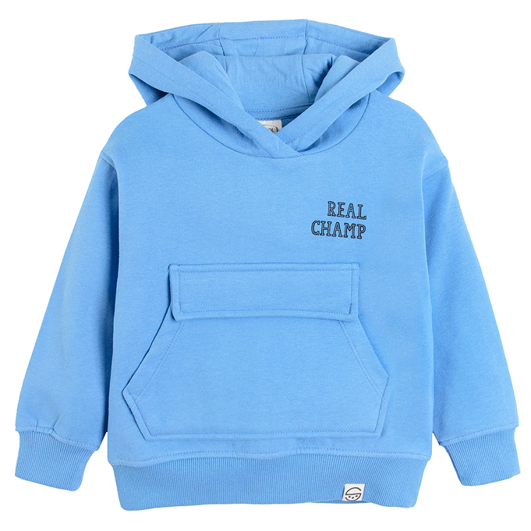 Blue hooded sweatshirt