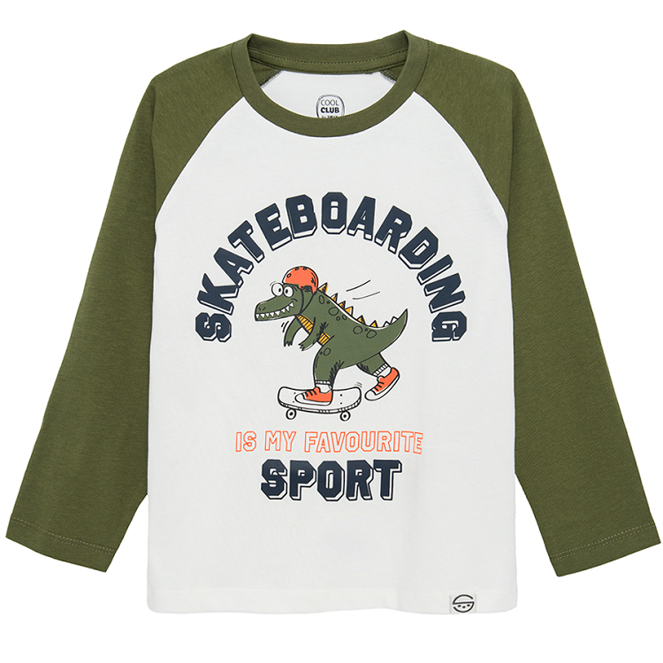 Dinosaur on skates long sleeve blouse